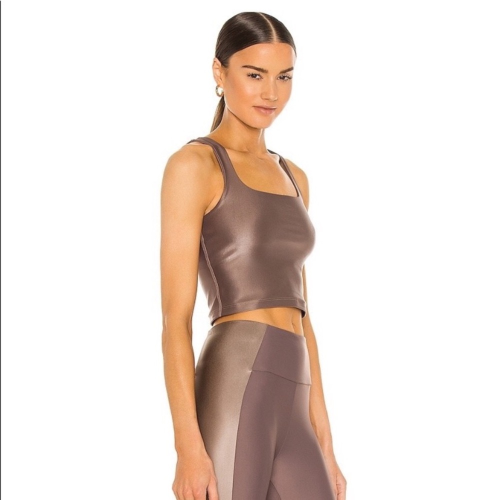 Beyond Yoga SET Sportsgloss Smooth Operator 
Cocoa Brown Top & Leggings Medium